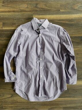 Polo by Ralph Lauren Purple and White Gingham Dress Shirt